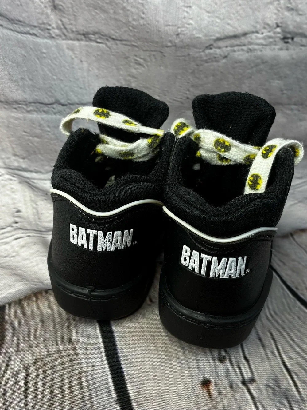 Batman Black Pleather High Top Basketball‎ Sneakers Toddler Boy Sz 10/10.5? GUC
